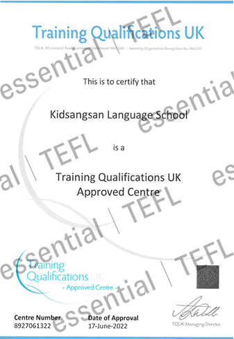 TQUK Certification for Essential TEFL Course by Kidsangsan Language School in Bangkok